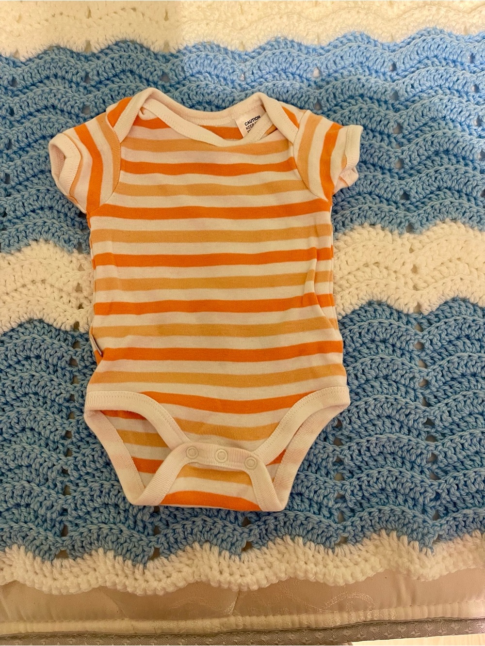 Orange & White Striped Baby Bodysuit by Carter's